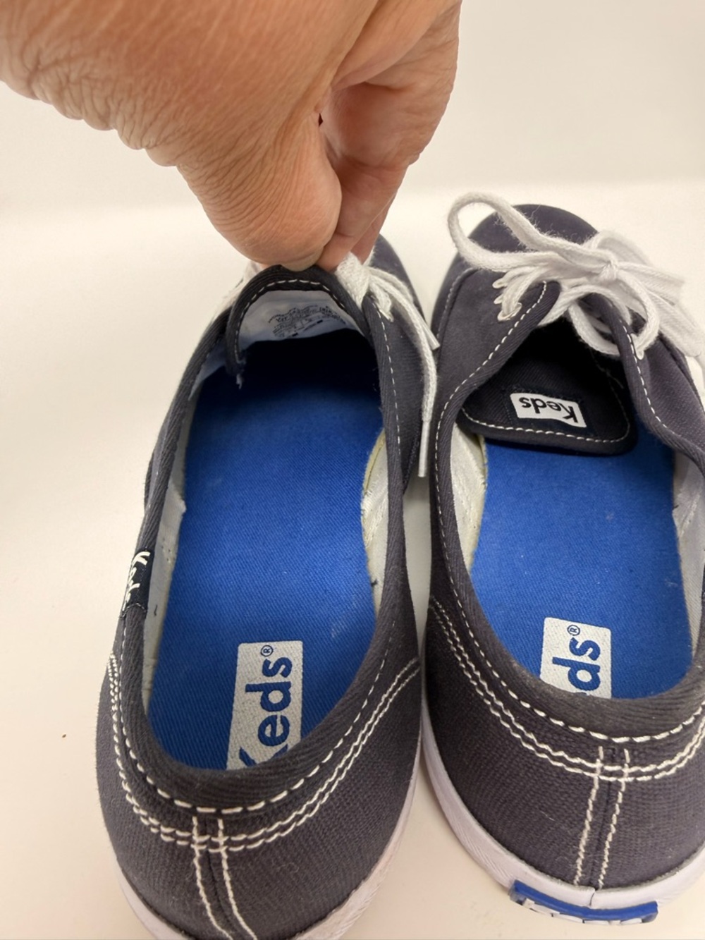 Keds Champion Navy Canvas Sneakers with White Laces - Picture 5 of 7